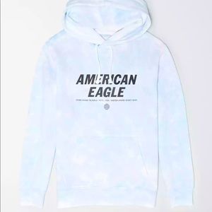 American Eagle Light Blue Tie Dye Hoodie